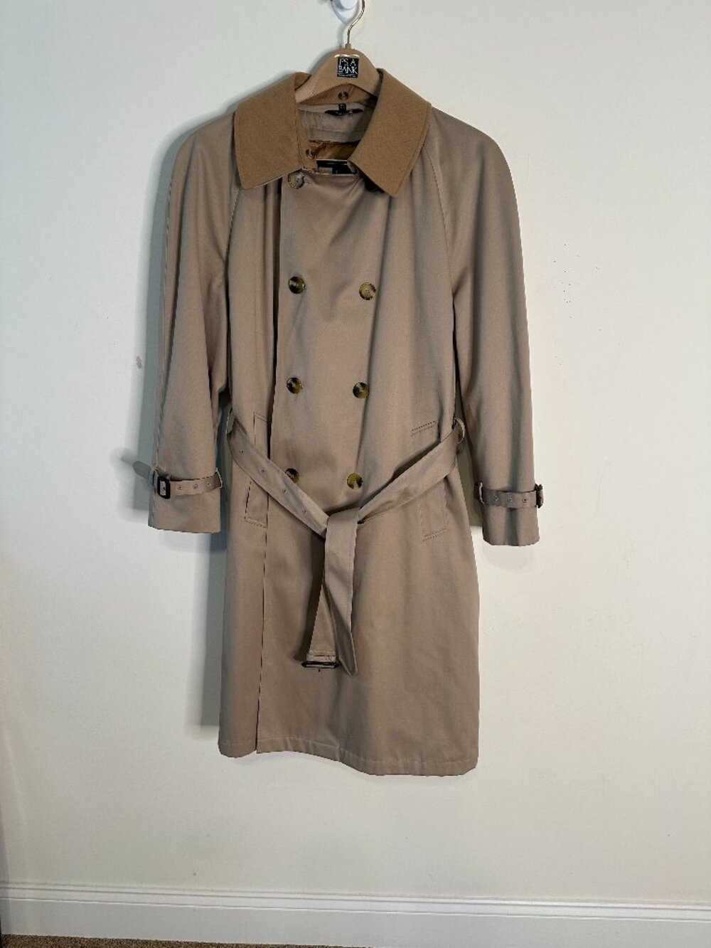 Jos. A Bank Men's RN31608 Beige Full Length Trench Raincoat 42S